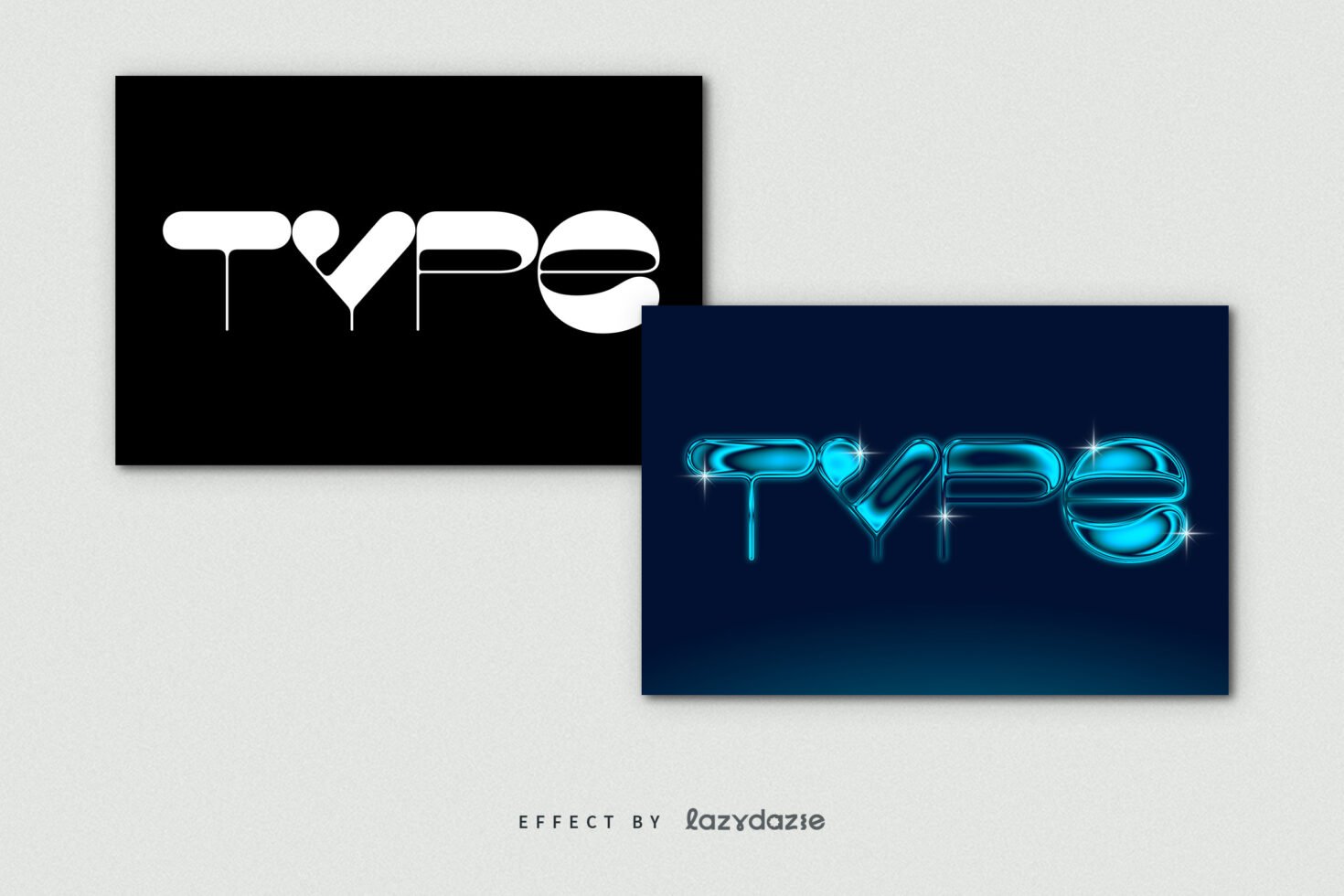 Futuristic font mockup featuring bold, stylized text in black and neon blue. Ideal for graphic design, typography, branding, creative templates.