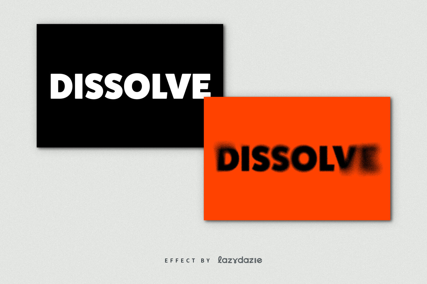 Text effect with bold font saying DISSOLVE on black and blurred on orange. Ideal for graphic design, typography, visual effects, and digital assets.