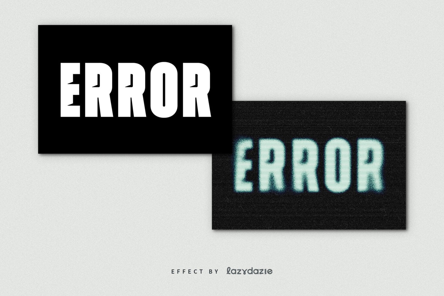 ERROR text overlapped in two styles, clean white on black paired with cyan glitch effect