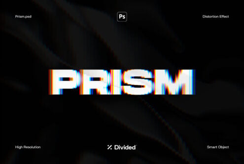 Glitch text effect mockup in PSD format featuring bold distorted typography on a dark background suitable for graphic designers seeking high-resolution templates.