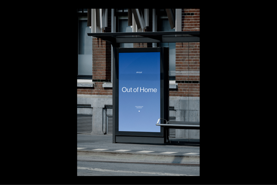Bus stop digital billboard mockup with urban background ideal for advertising design presentations and graphic templates for marketing campaigns.