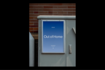 Outdoor poster mockup on equipment cabinet with blue gradient background, perfect for advertising design presentations and branding projects.