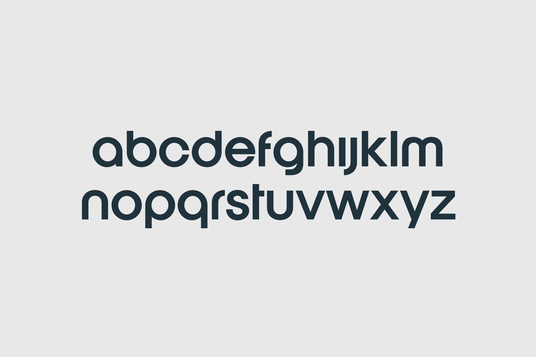 Sans-serif lowercase alphabet a through z in rounded geometric font style