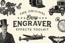 Vintage engraving effect showing classic illustrations with text overlay