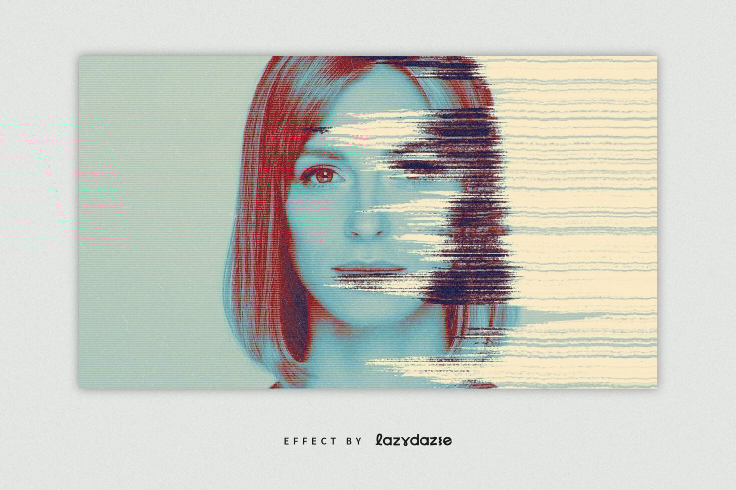 Retro glitch effect on portrait of woman graphic design template for digital assets perfect for designers looking for unique visual elements.
