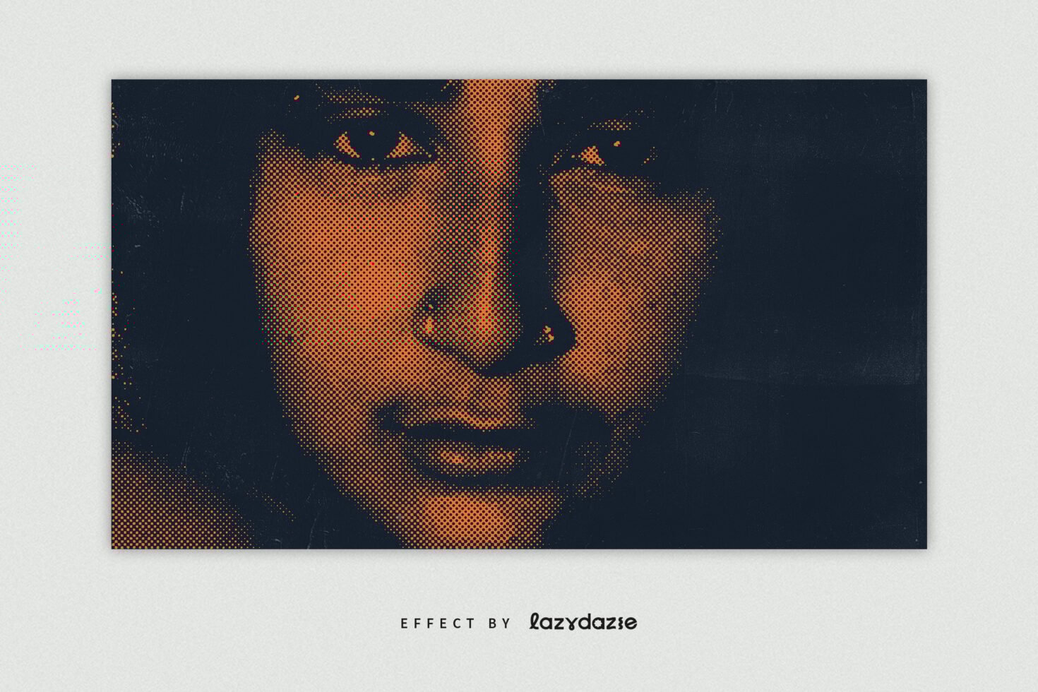 Grainy effect photo of a person with orange and black halftone style for digital graphics, art design, creative textures, and designer resources.