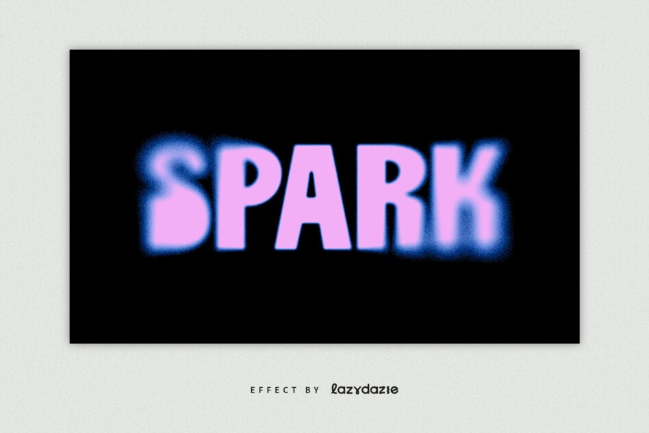 Spark text with bright pink color, soft blue blur halo glow on black background