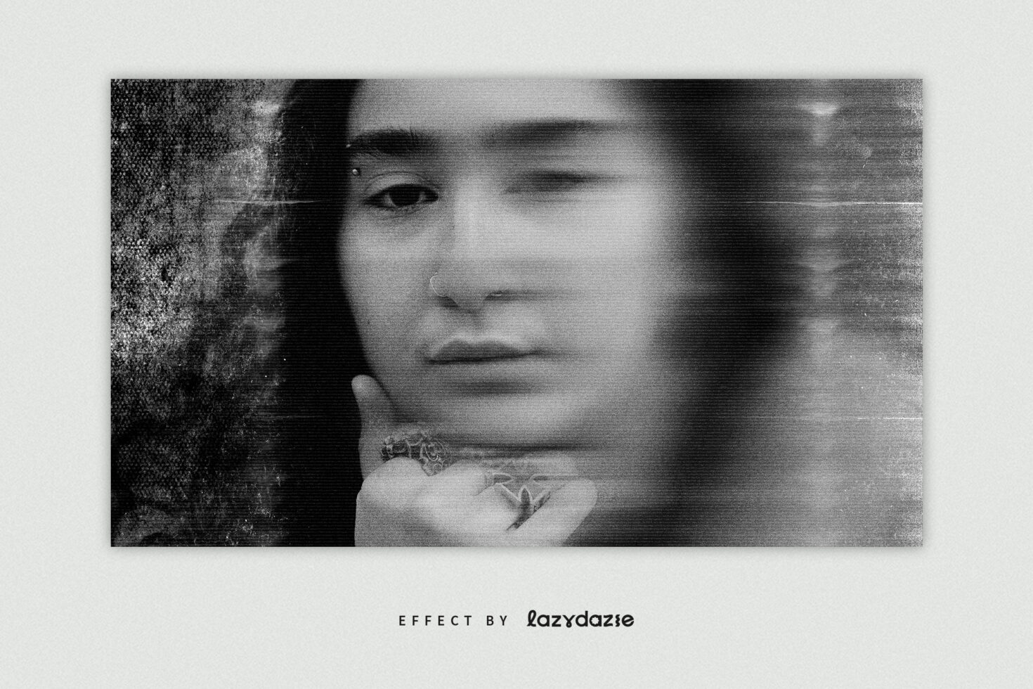 Blurred portrait with vintage texture and noise effect perfect for graphic design projects or digital art transformations creative mockup background.