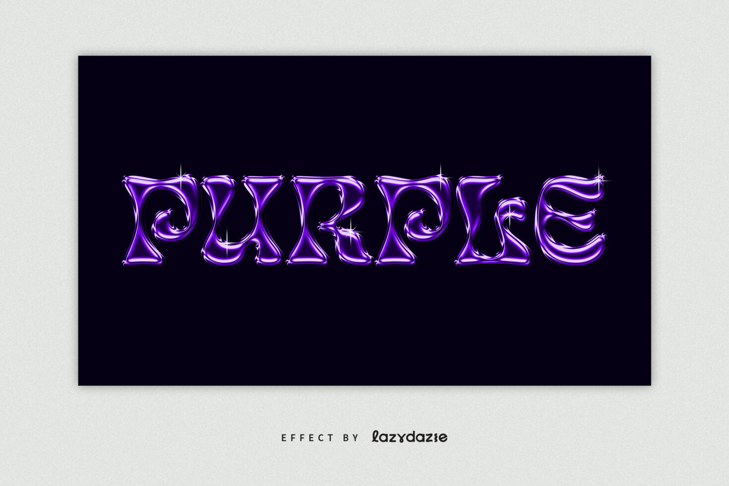 Glossy purple font effect with a retro style spelling the word purple against a dark background suitable for graphic designers typography projects.