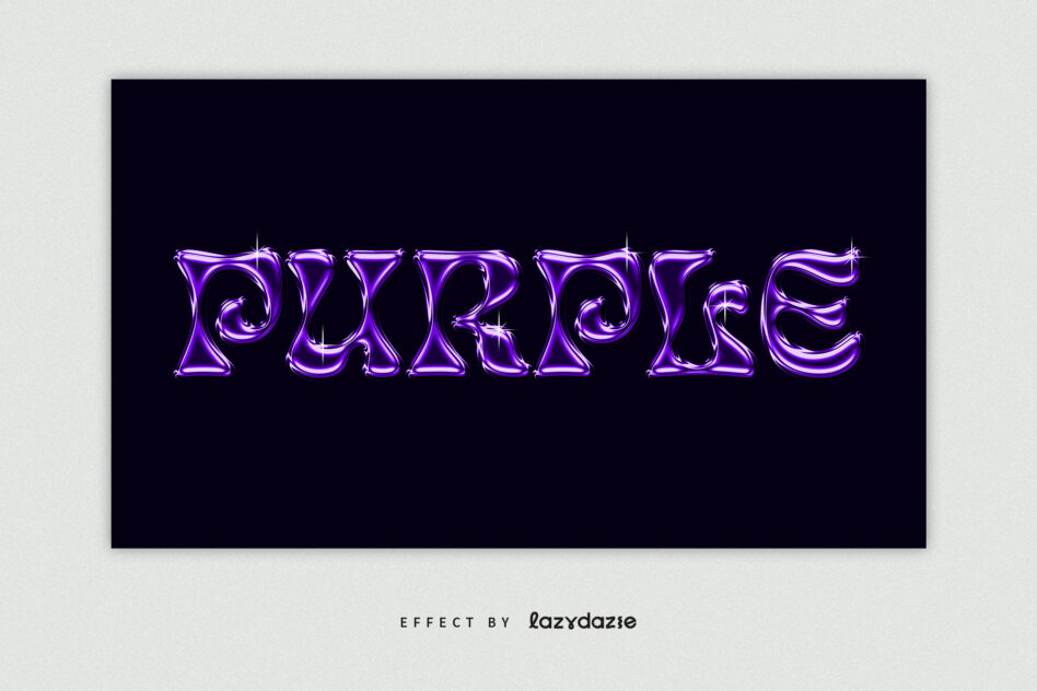 Glossy purple font effect with a retro style spelling the word purple against a dark background suitable for graphic designers typography projects.