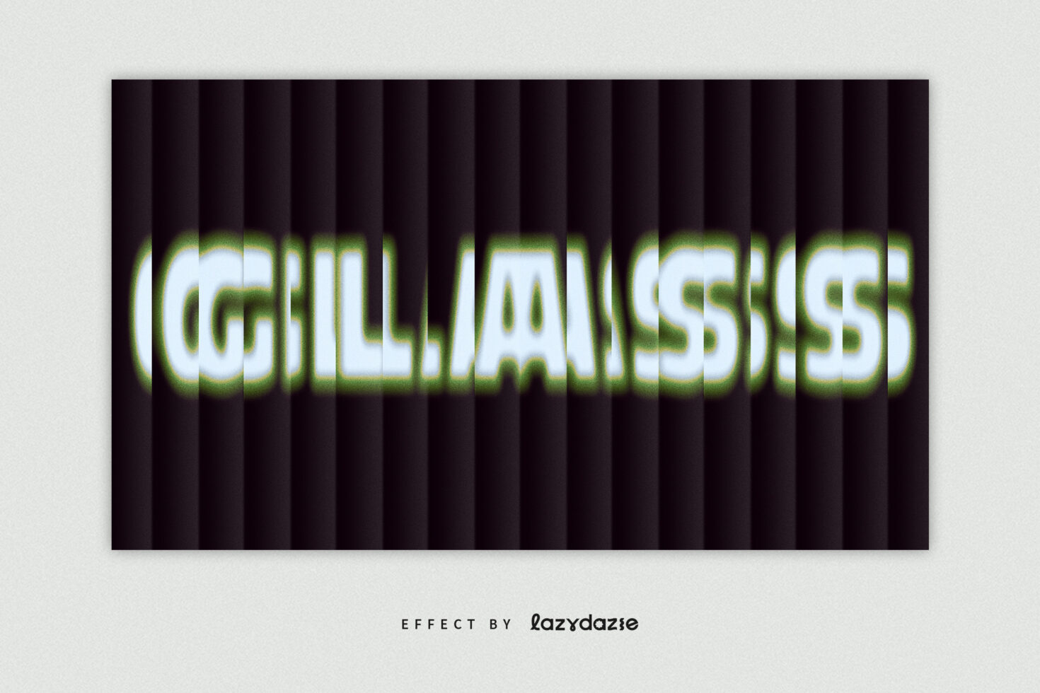 Distorted text effect with glowing green and white elements on a dark background. Perfect for designers seeking unique text effects and graphic elements.