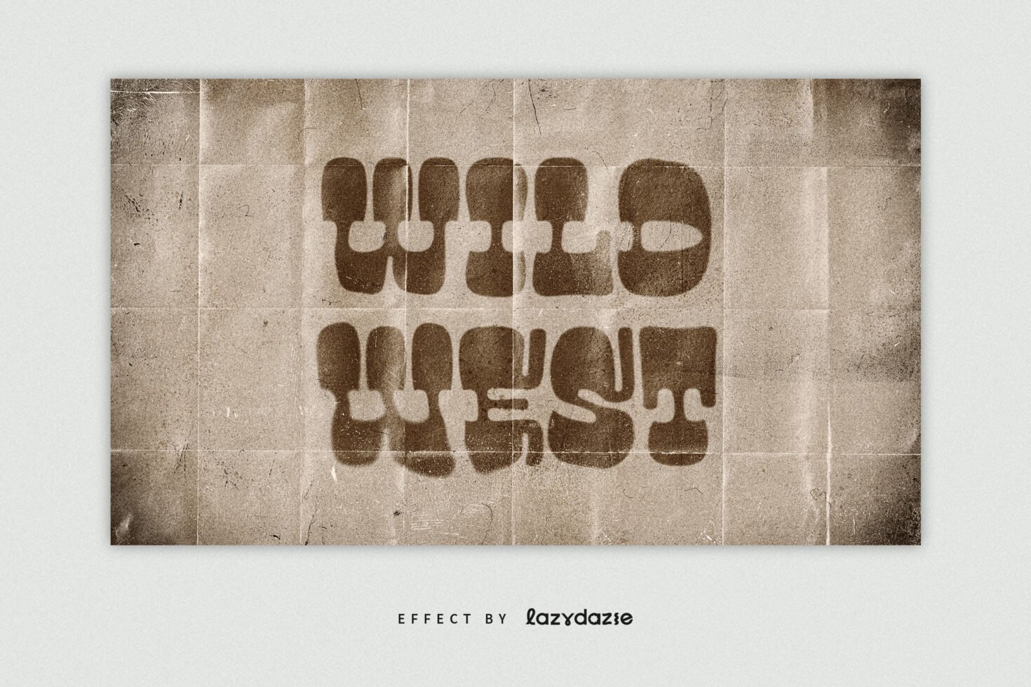 Vintage-style Wild West text effect on aged paper. Retro graphic design asset perfect for templates and mockups. Ideal for creative designers.