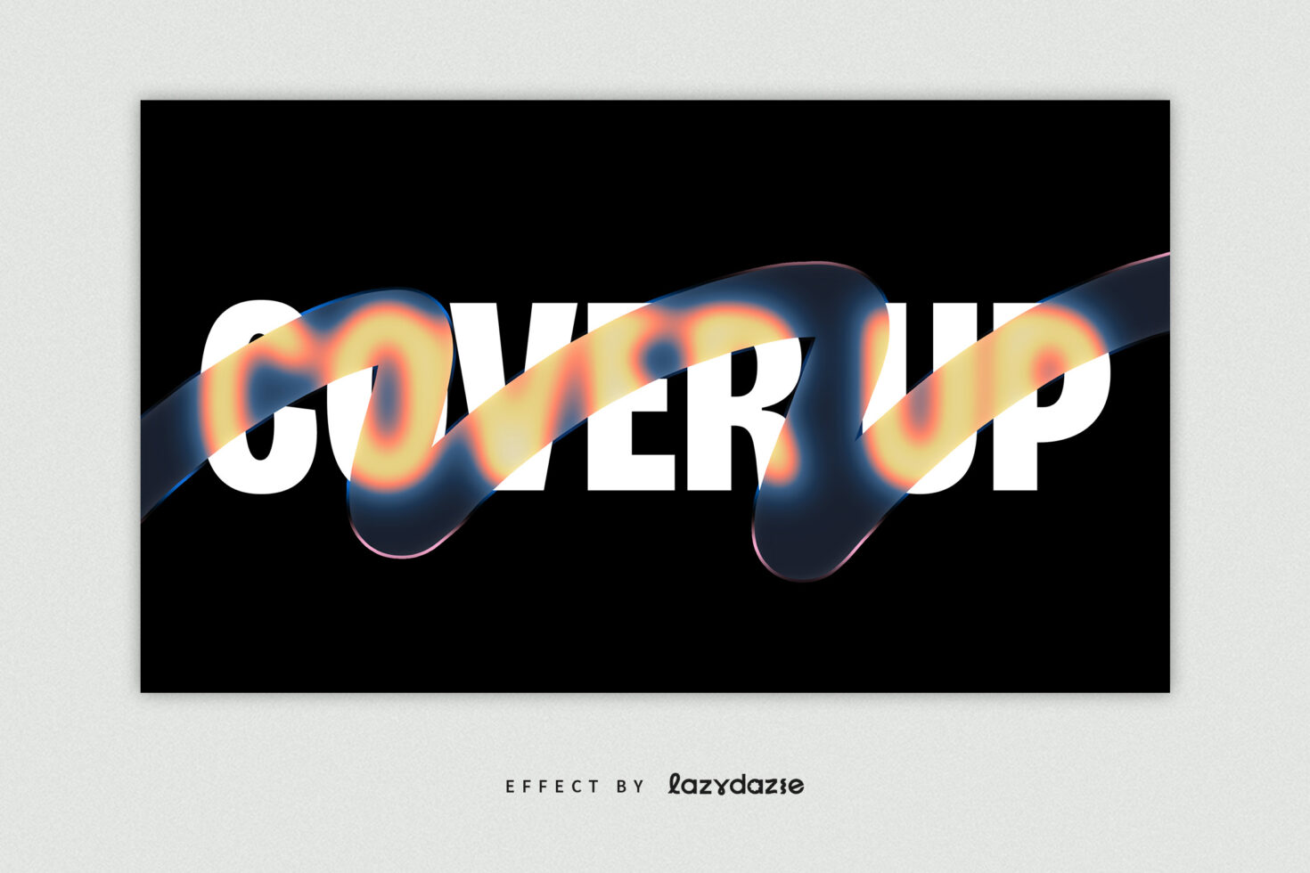Abstract text effect mockup with vibrant gradient wave overlay on bold white font over black background. Perfect for designers and creatives.