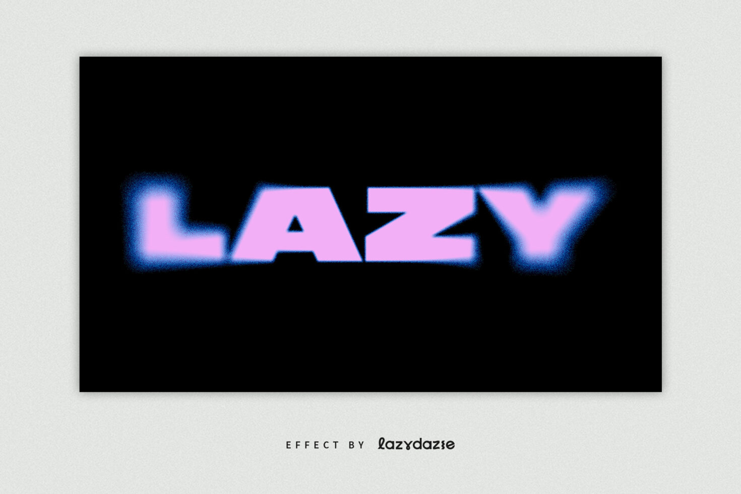 Retro glow text effect with the word lazy in bold pink letters on a black background. Perfect for graphic design projects and typography inspiration.