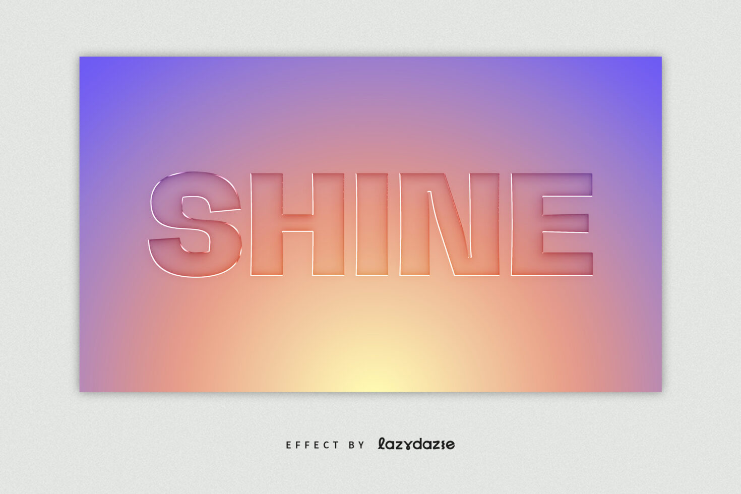 Gradient text effect reading SHINE in soft sunset colors against a gray background ideal for designers graphics templates typography design resources