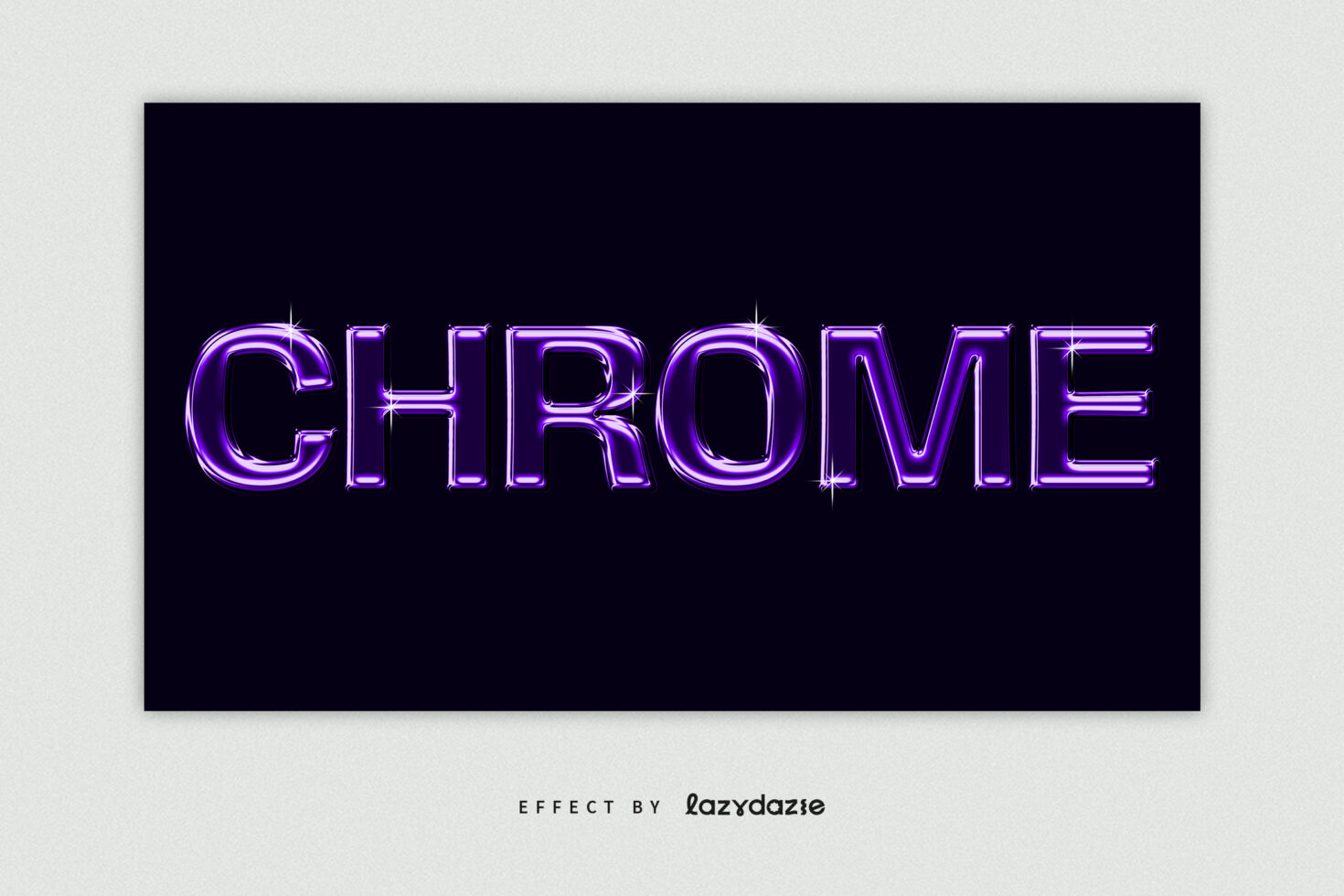 Purple chrome text effect on dark background suitable for vibrant design projects. Ideal for graphic designers seeking digital assets. Shiny and modern look.