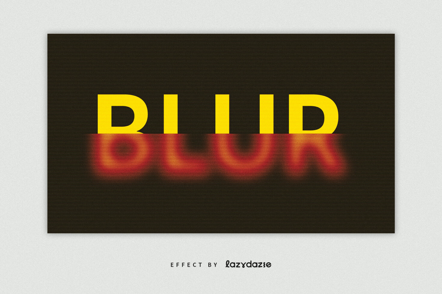 Bold yellow text with a blurred red shadow effect on a dark background. Suitable for graphic design projects, typography mockups, or visual templates.