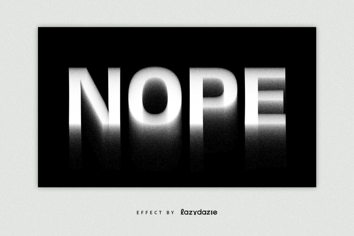 Distorted glitch text effect displaying NOPE in black and white with horizontal lines; perfect for graphic designers seeking unique text styles and fonts.
