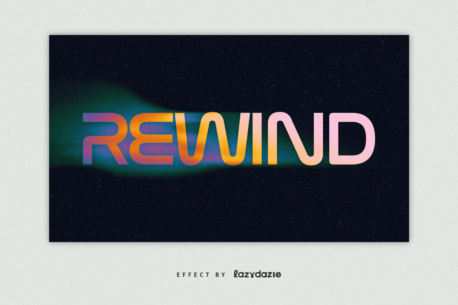 Retro futuristic text effect showcasing the word Rewind in vibrant gradient colors against a dark background design element for graphic templates.