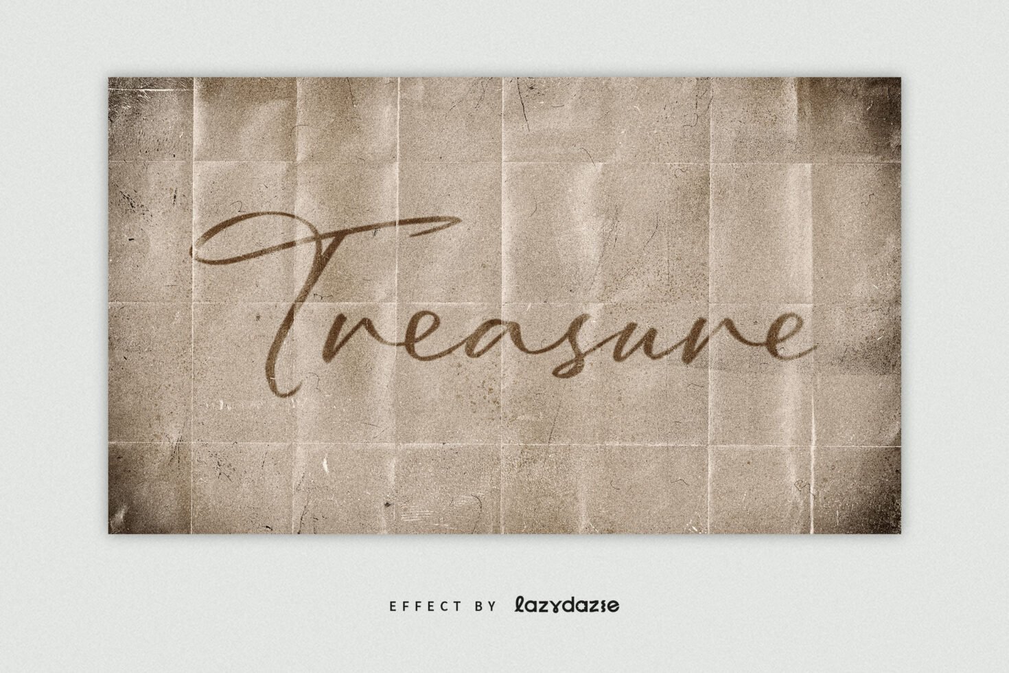 Vintage paper texture overlay with the word Treasure in elegant script font Ideal for designers seeking antique aesthetic assets for graphics and templates