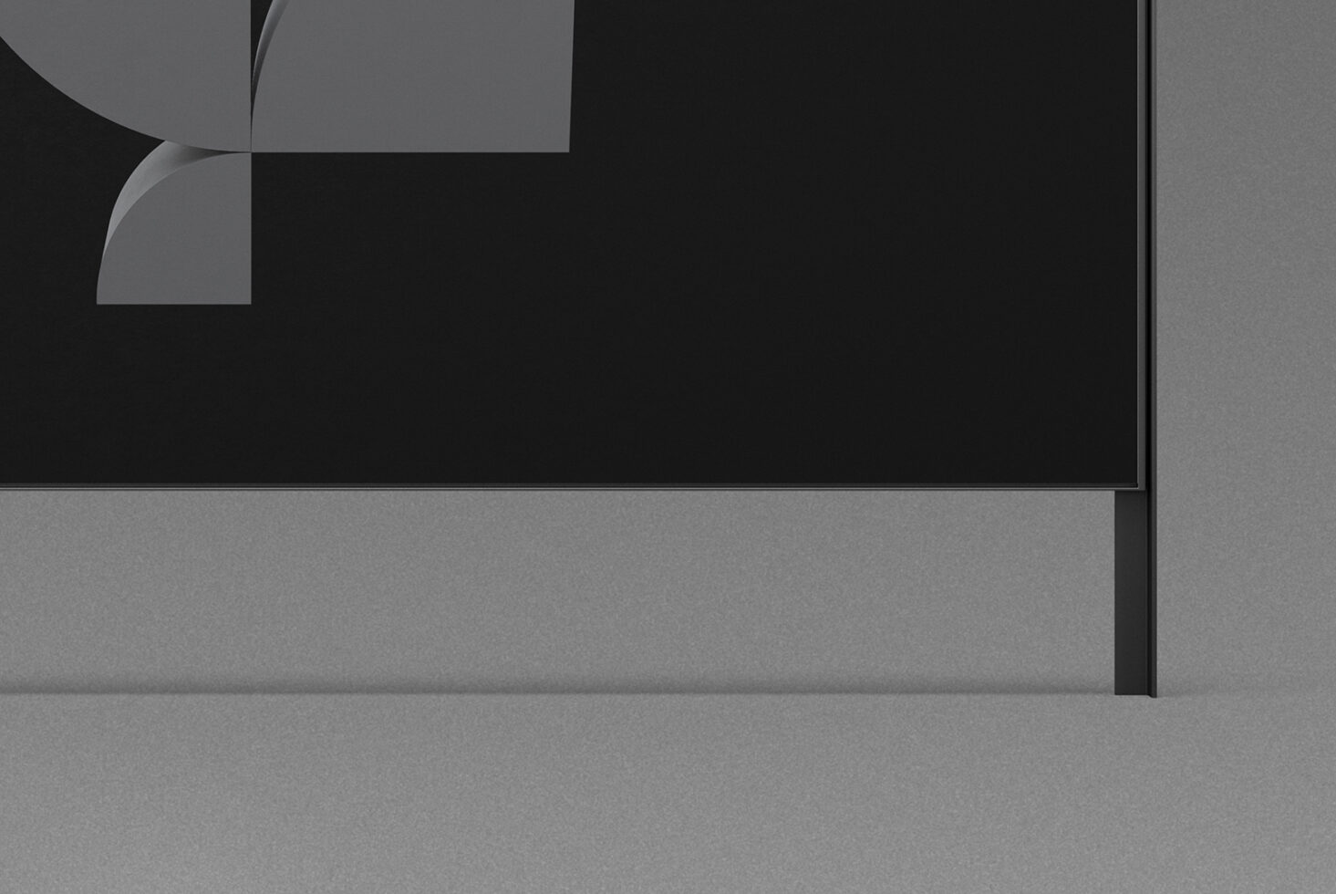 Minimalist geometric design on a black board mockup for designers. Ideal for showcasing modern graphics and architectural presentations.