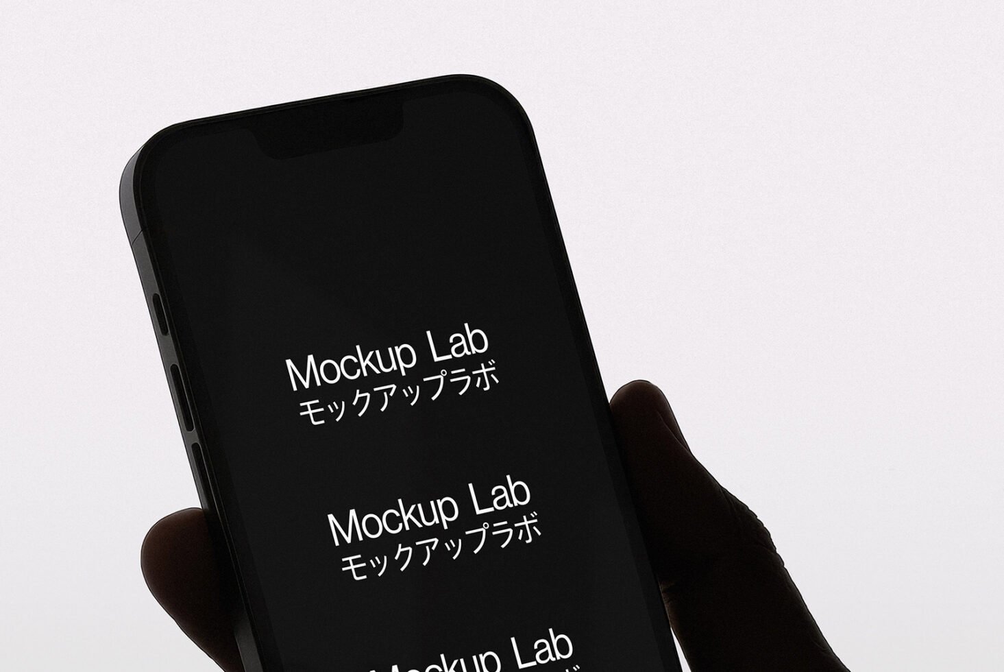 Smartphone screen displaying Mockup Lab with Japanese text ideal for designers looking for digital mockups SEO keywords screen mockup design asset