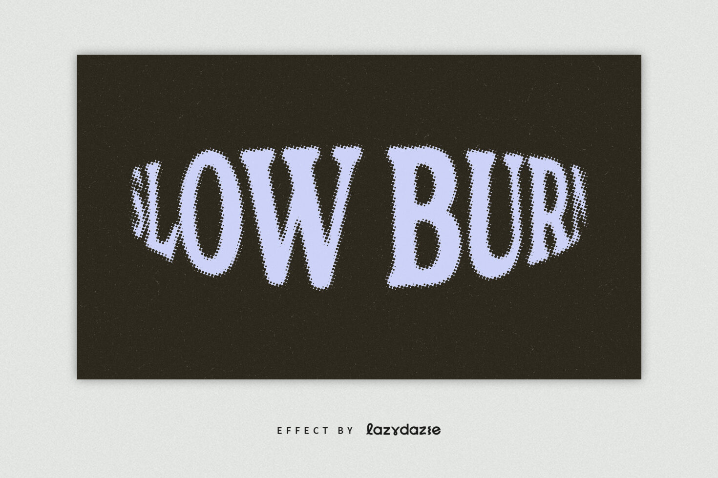 Distorted text effect in blue reading SLOW BURN against a dark background. Ideal for graphic designers seeking unique typography effects for mockups.