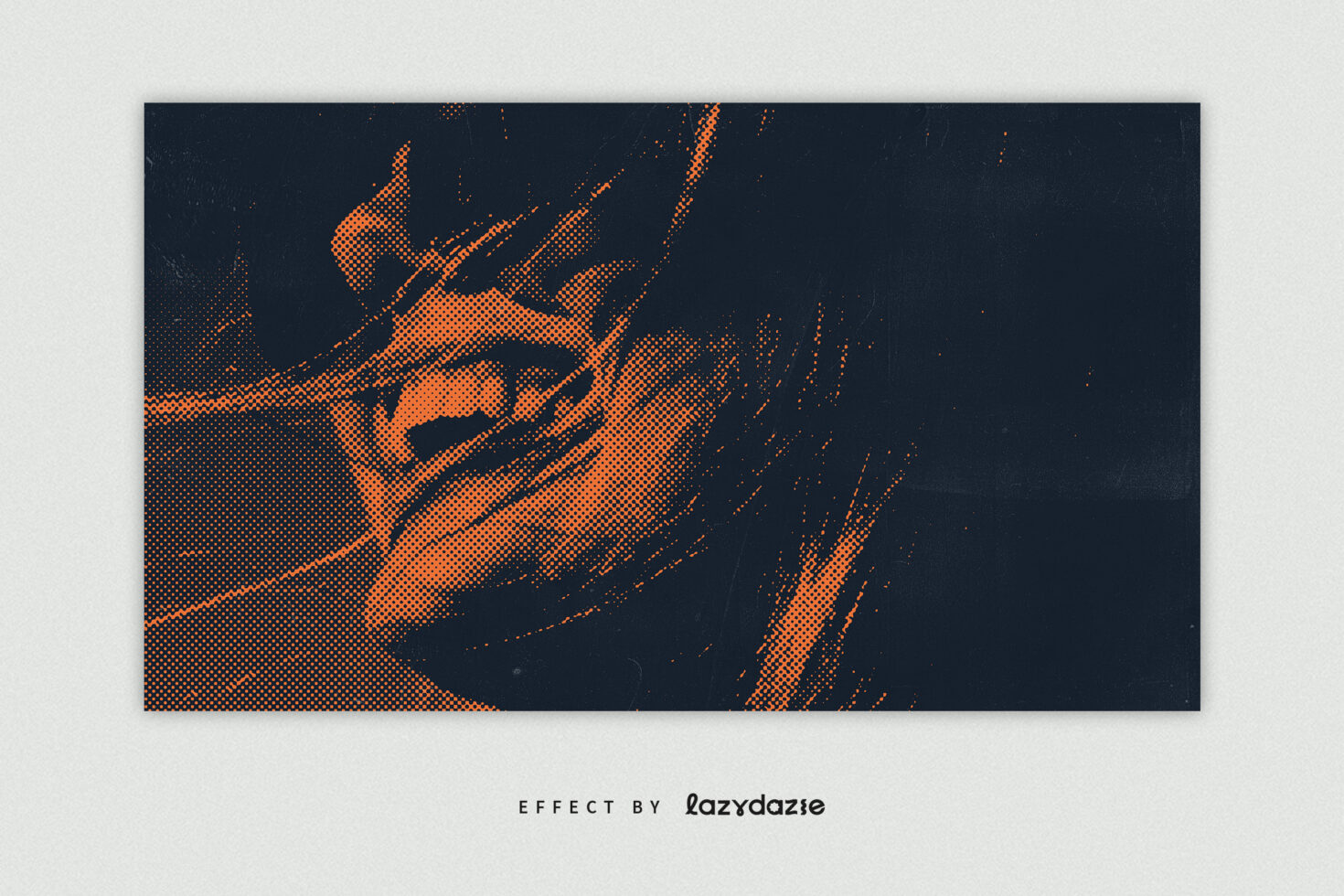 Halftone effect image featuring abstract design with orange and navy tones ideal for digital art projects and graphic design. Great for templates and graphics.