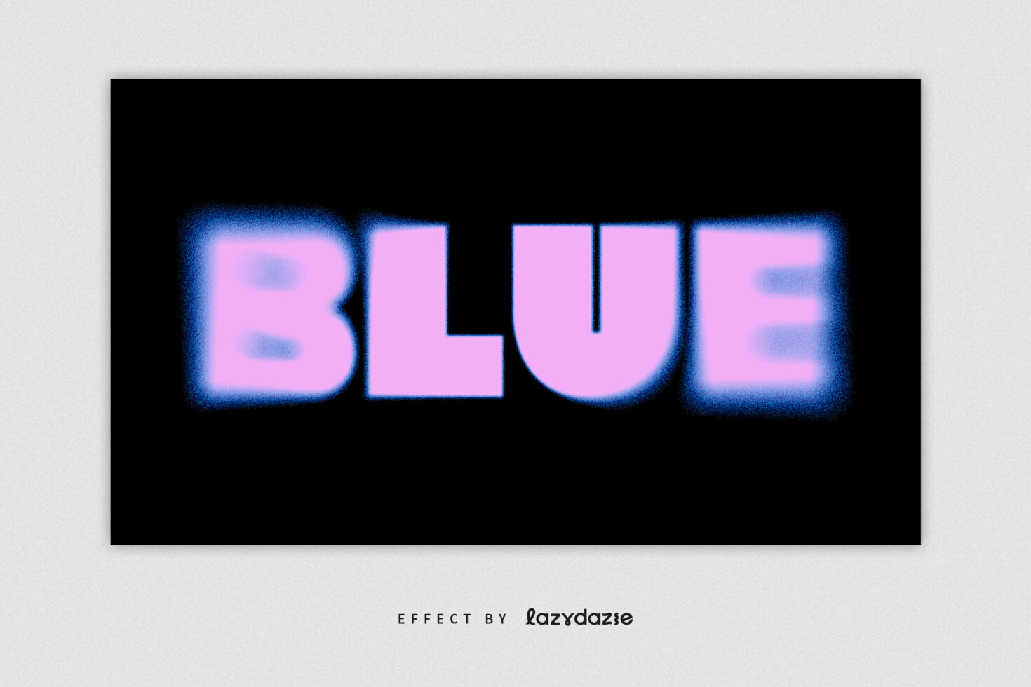 ALT text: Neon text effect with the word blue in bold purple letters glowing with blue edges on a black background. Ideal for graphic design templates.