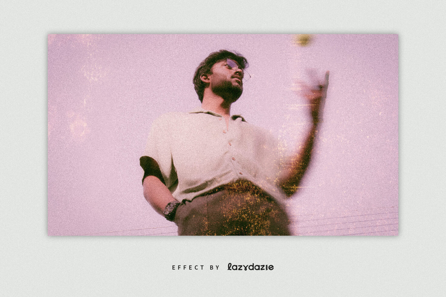 Vintage grain effect photo of a man with a retro filter. Perfect for graphic designers seeking unique digital assets. Ideal for mockups and templates.