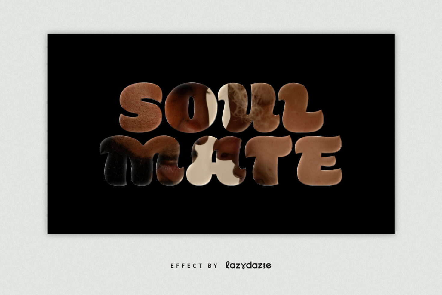 Soul Mate typography design with textural effect featuring diverse skin tones suitable for designers. Ideal for graphic templates and font assets.