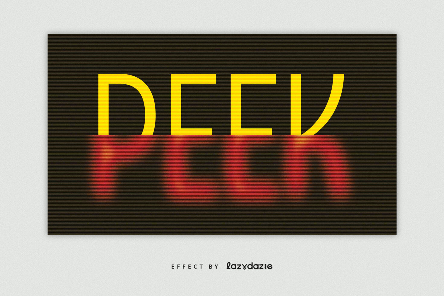 Yellow text Peek with red glitch effect on black background digital font effect for designers typography asset graphic template for creative projects