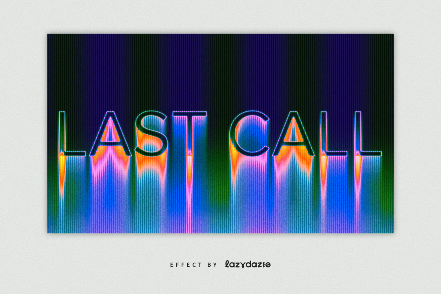 Neon text effect graphic with a retro glow titled Last Call ideal for designers. Perfect for creating vibrant typography and modern design projects.