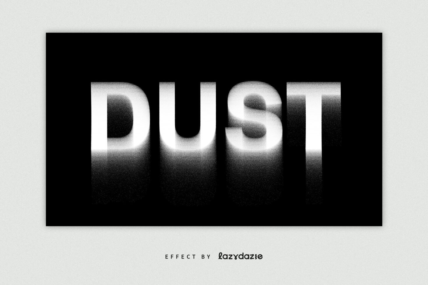 Faded text effect with bold letters spelling Dust against a black background. Ideal for graphic design projects using texture and vintage effects.
