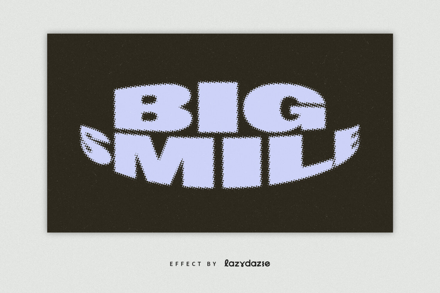 Bold halftone text effect displaying the words Big Smile in curved style ideal for design templates and graphics projects for creative designers.