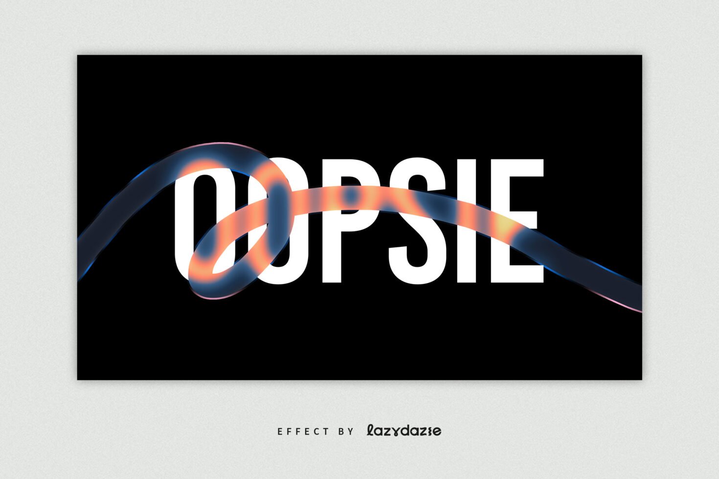 Bold text Oopsie with colorful gradient wave effect on black background digital asset for graphic designers typography visual effect template