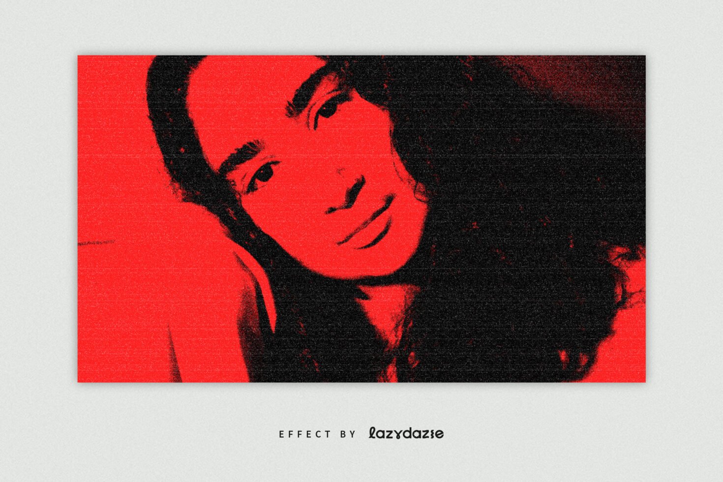 Grainy red monochrome graphic design effect featuring a close-up portrait. Perfect for digital artwork, creative projects, and modern templates.