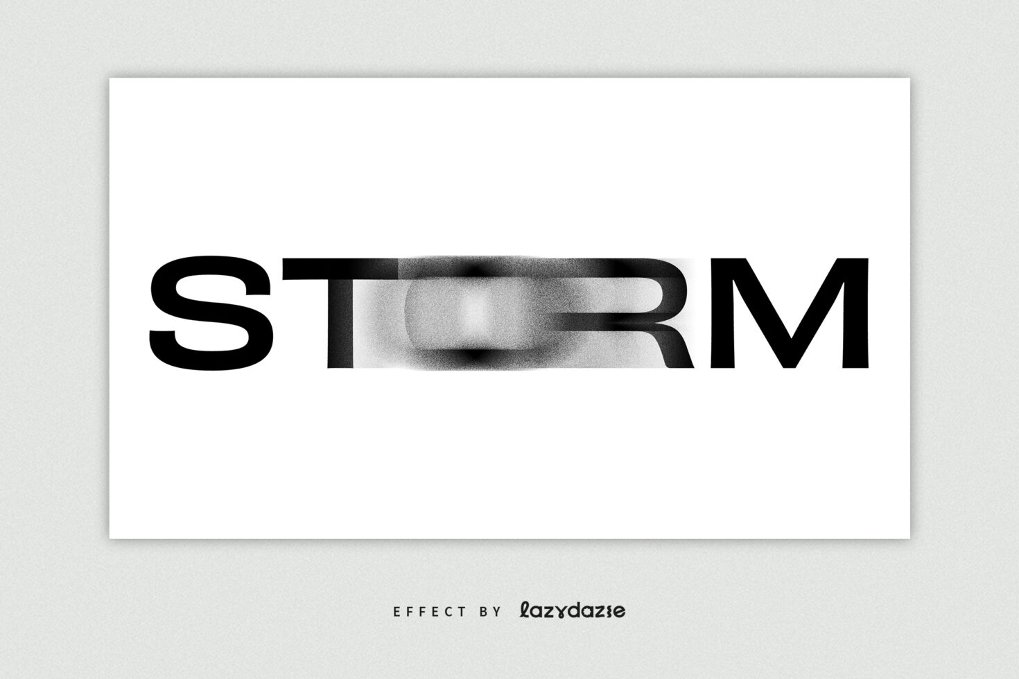 Bold typography effect displaying the word Storm with a distorted gradient style. Ideal for digital design projects, suitable for graphic designers.