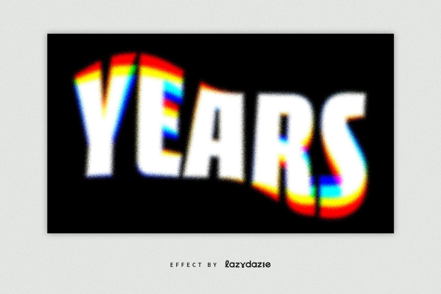 Retro typography effect with rainbow gradient on the word Years. Ideal for graphic designers. Text graphic for digital assets. Bold and vibrant design.
