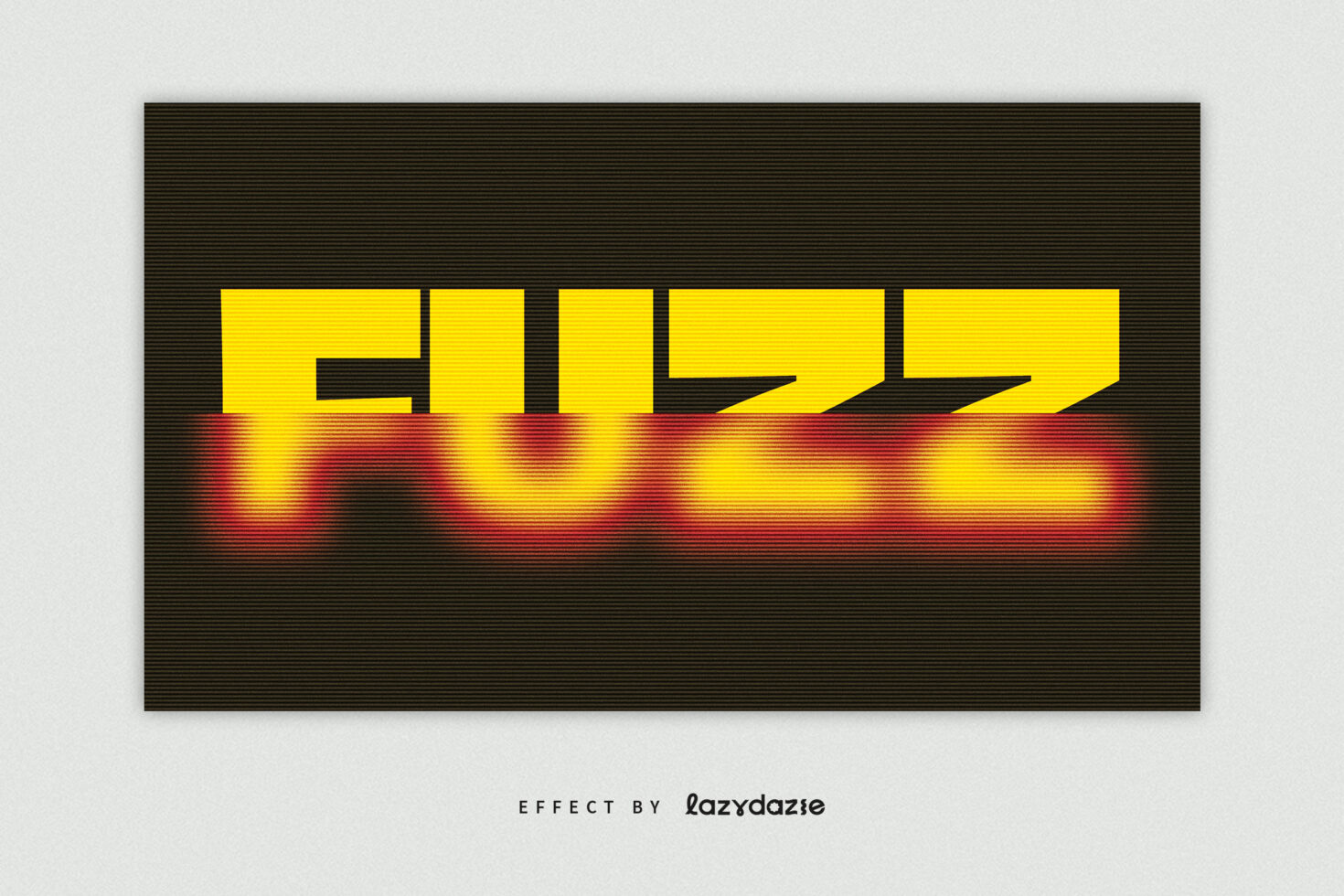 Bold yellow text Fuzz with red glitch effect on dark background perfect for designers looking for unique graphics typography in digital assets marketplace.