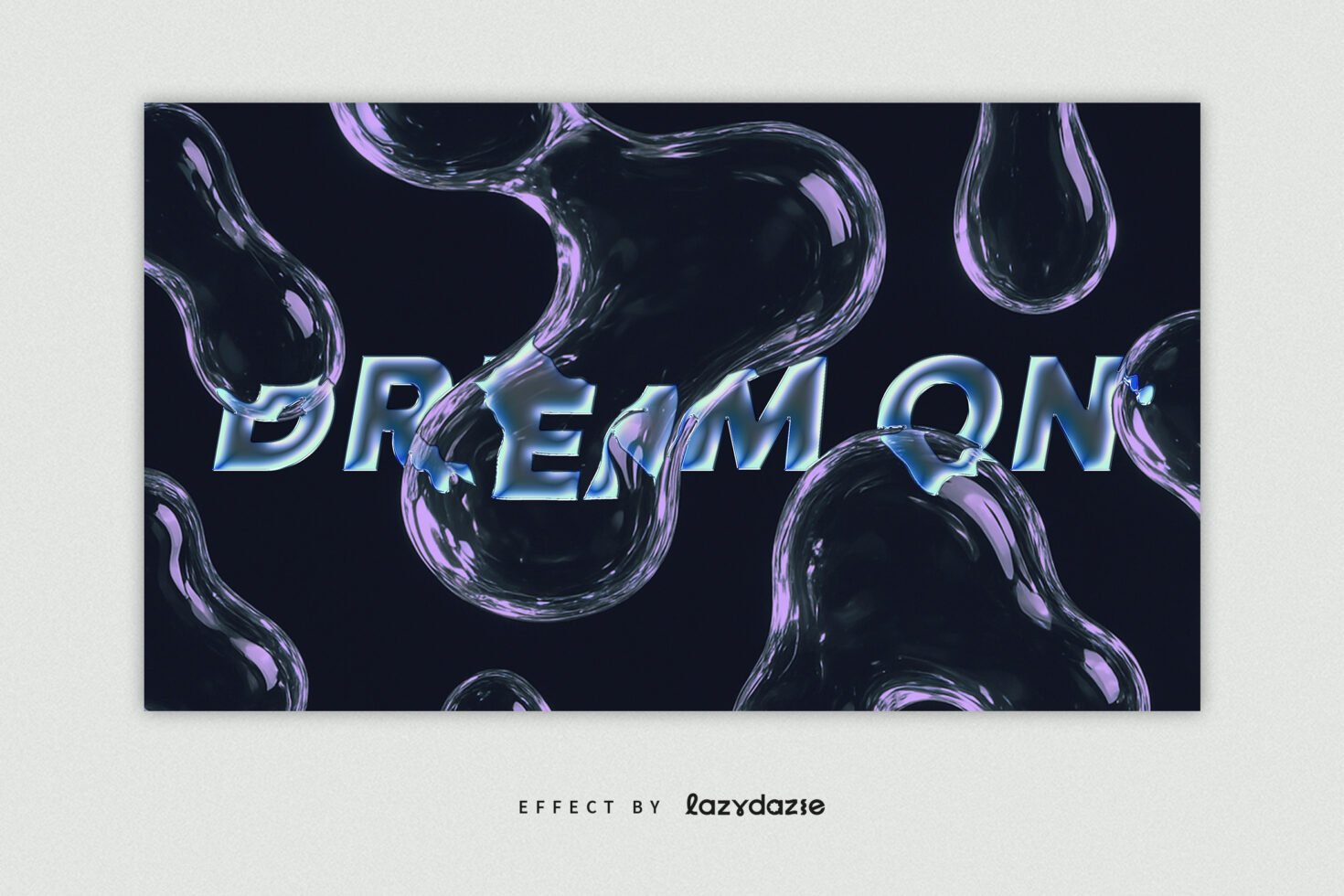 Futuristic text with glossy liquid shapes on dark background. Ideal for graphic design, templates, and digital art projects. Trendy and modern style.