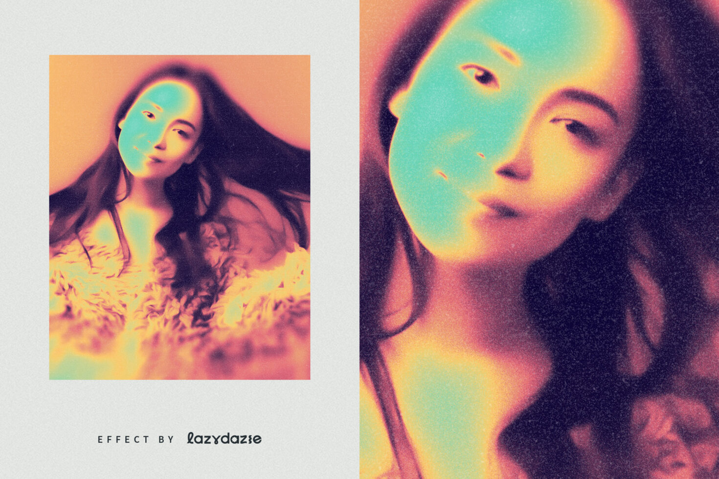 Colorful abstract art portrait of a woman with vibrant hues and soft textures perfect for designers seeking creative graphics and Photoshop mockup templates.