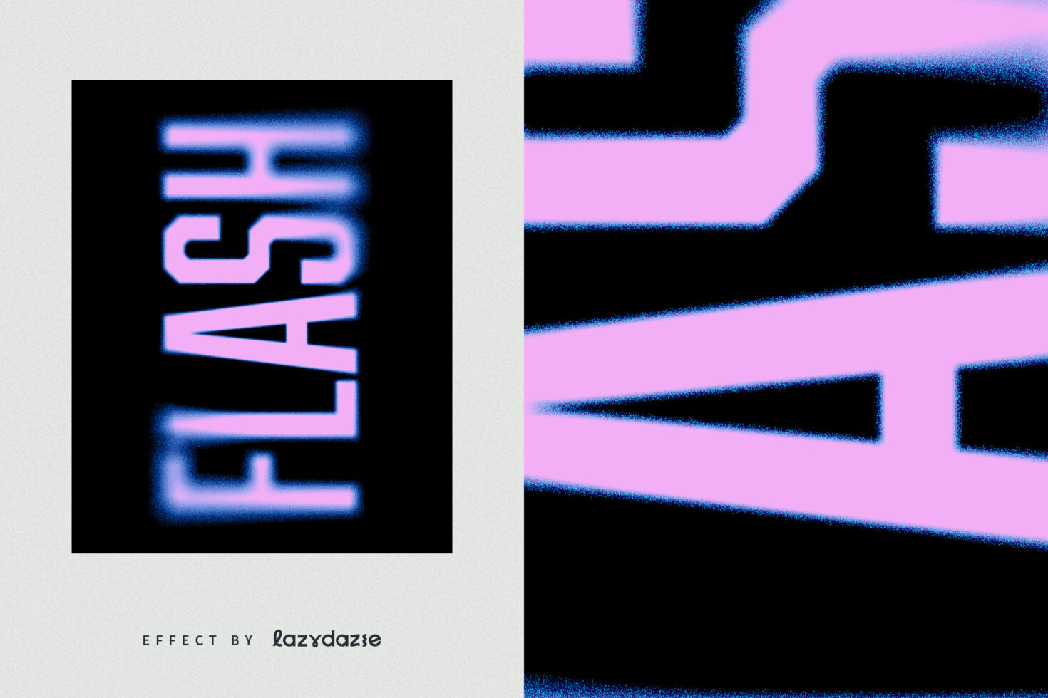 Bold neon typography effect on black background for graphic design. Modern pink and purple digital text style ideal for creative projects and templates.
