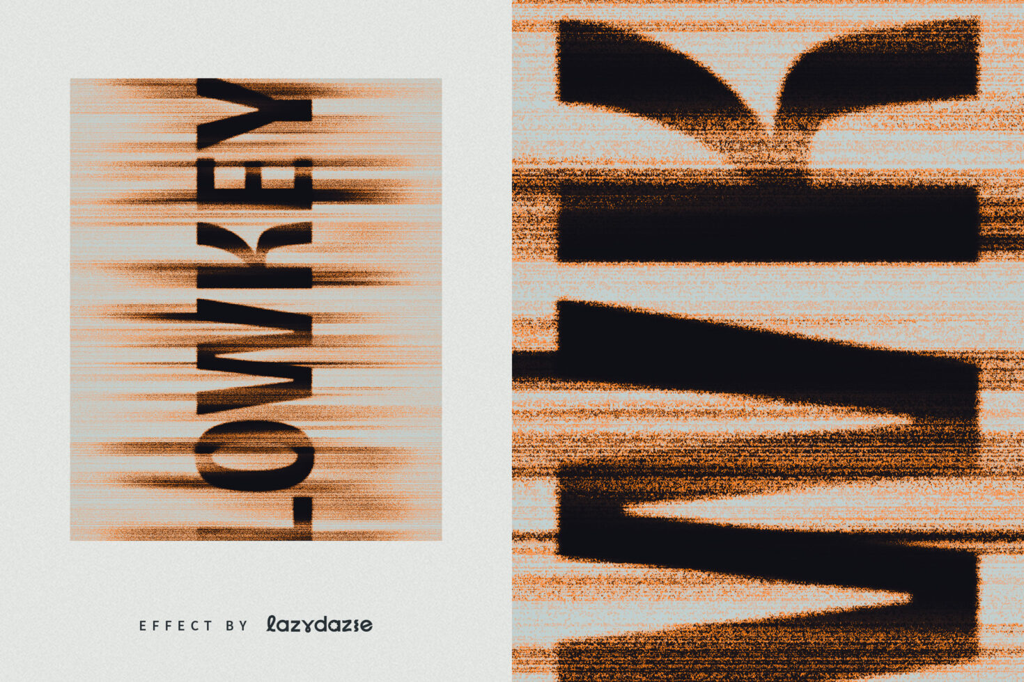 Glitch effect typography graphic design asset with blurred text, suitable for creating modern, abstract visuals in digital artwork and creative templates.