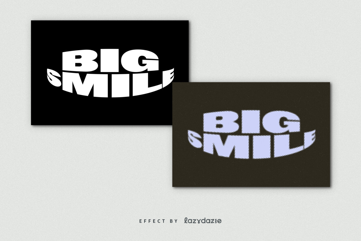 Typography design featuring bold text Big Smile in a curved style on dark backgrounds suitable for graphic design projects fonts and digital templates.