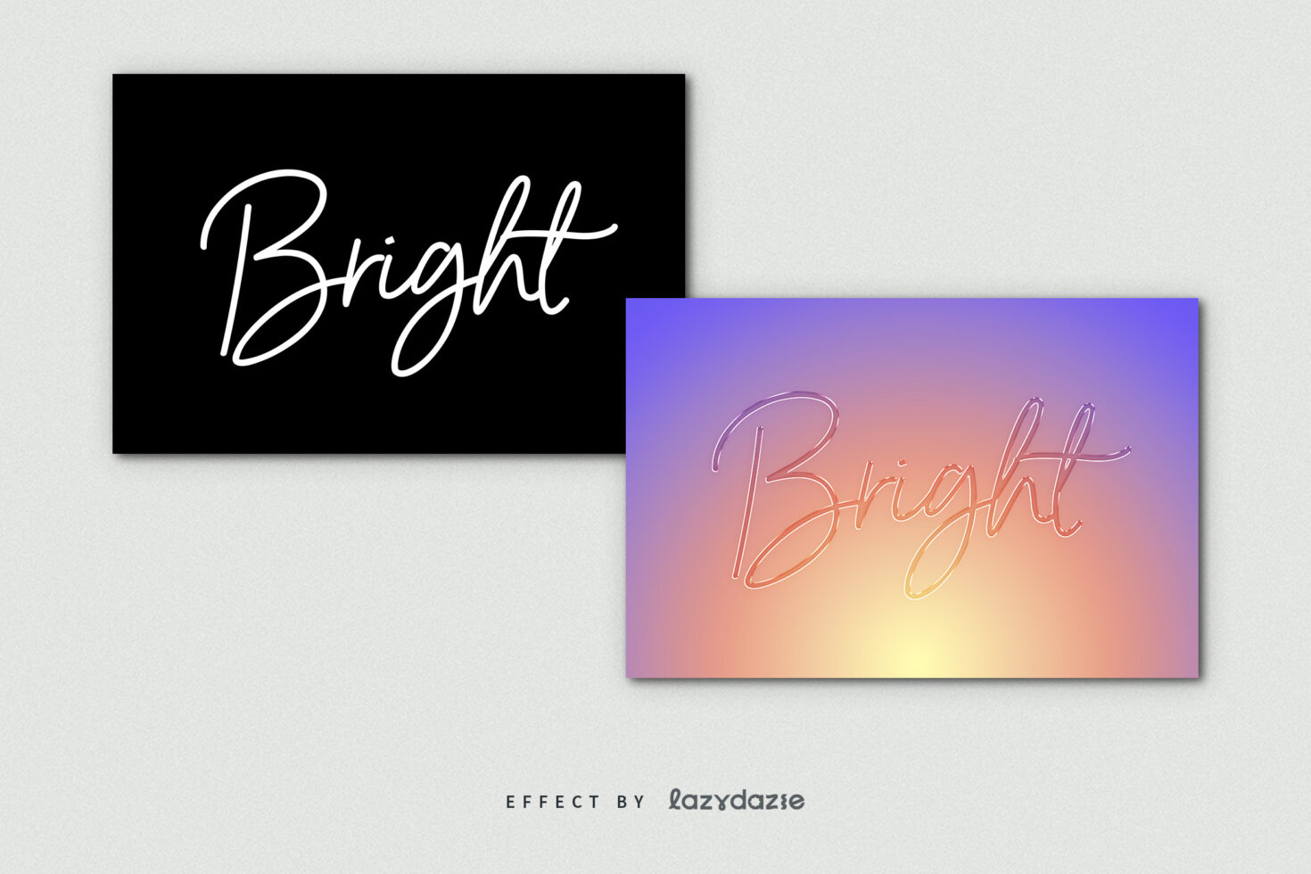 Handwritten Bright script font showcased on black and gradient backgrounds perfect for mockups and design templates digital asset for designers SEO