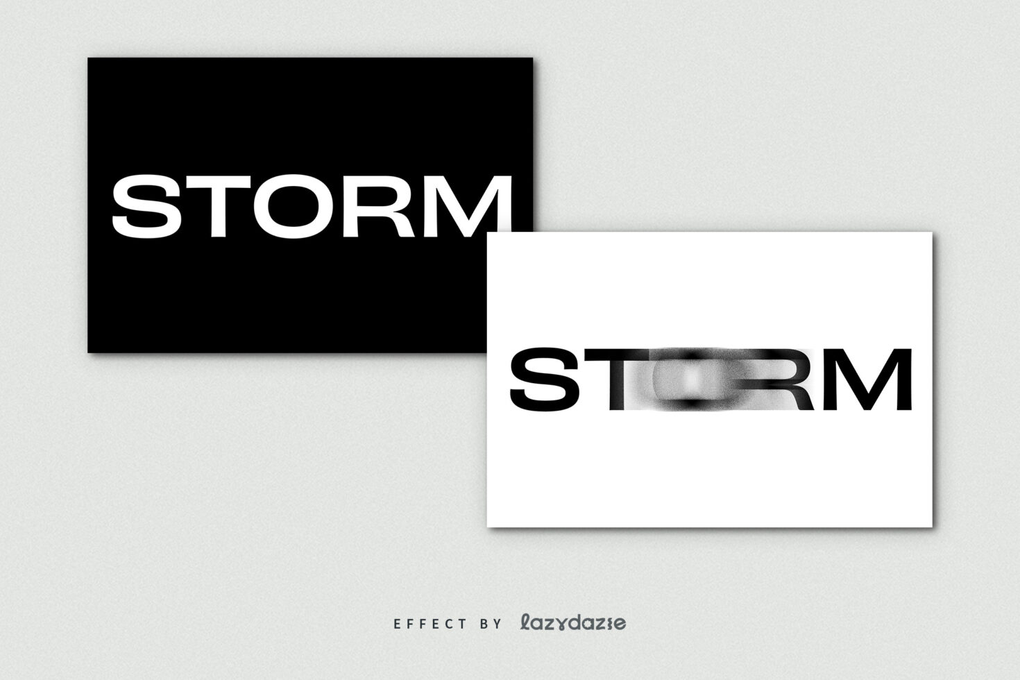 Text effect on word STORM showcasing motion blur. Black and white design perfect for graphic templates and branding mockups. Ideal for designers.