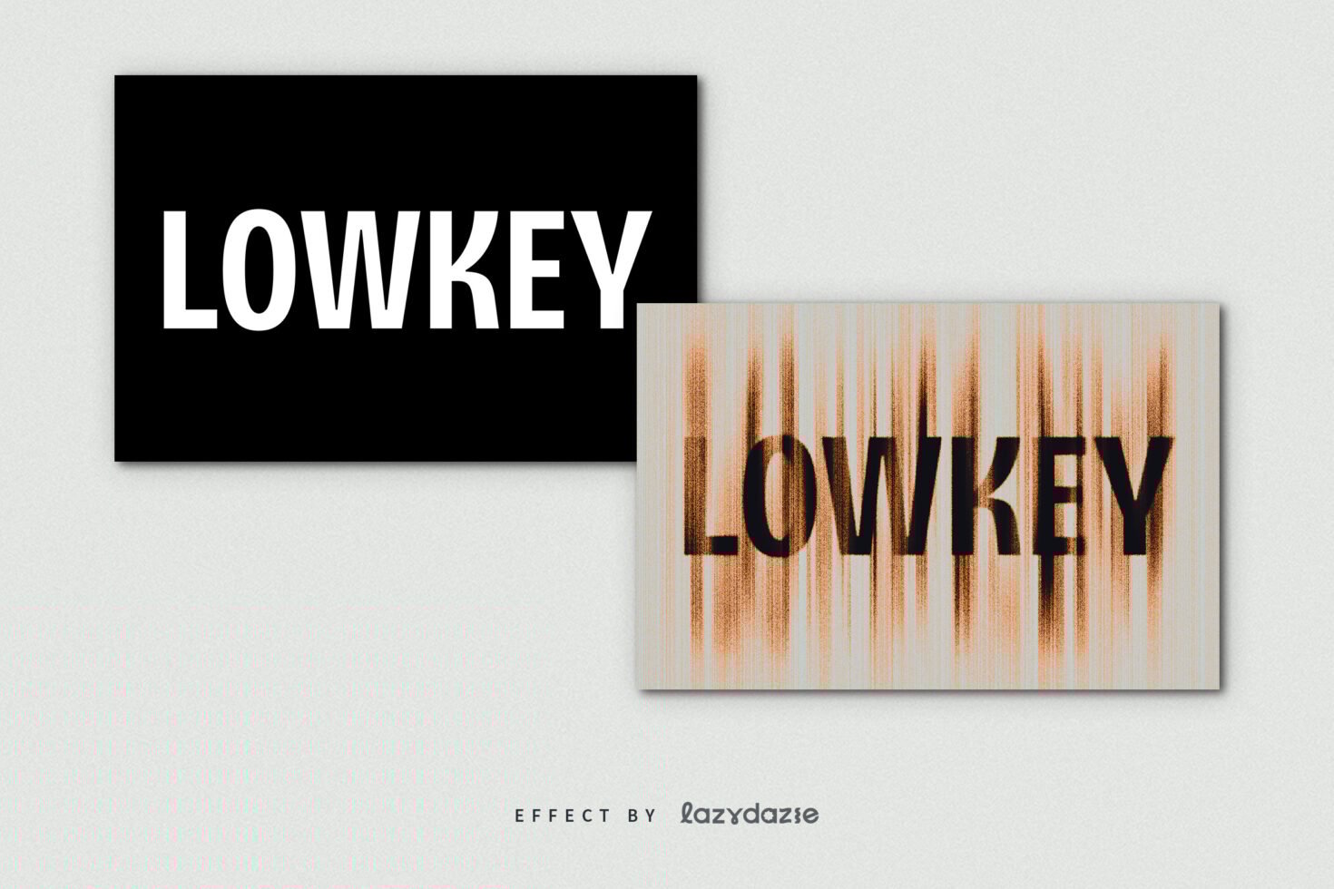 Bold text states LOWKEY with a modern distorted effect. Suitable for mockups or graphic templates. Trendy typography for designers and branding.