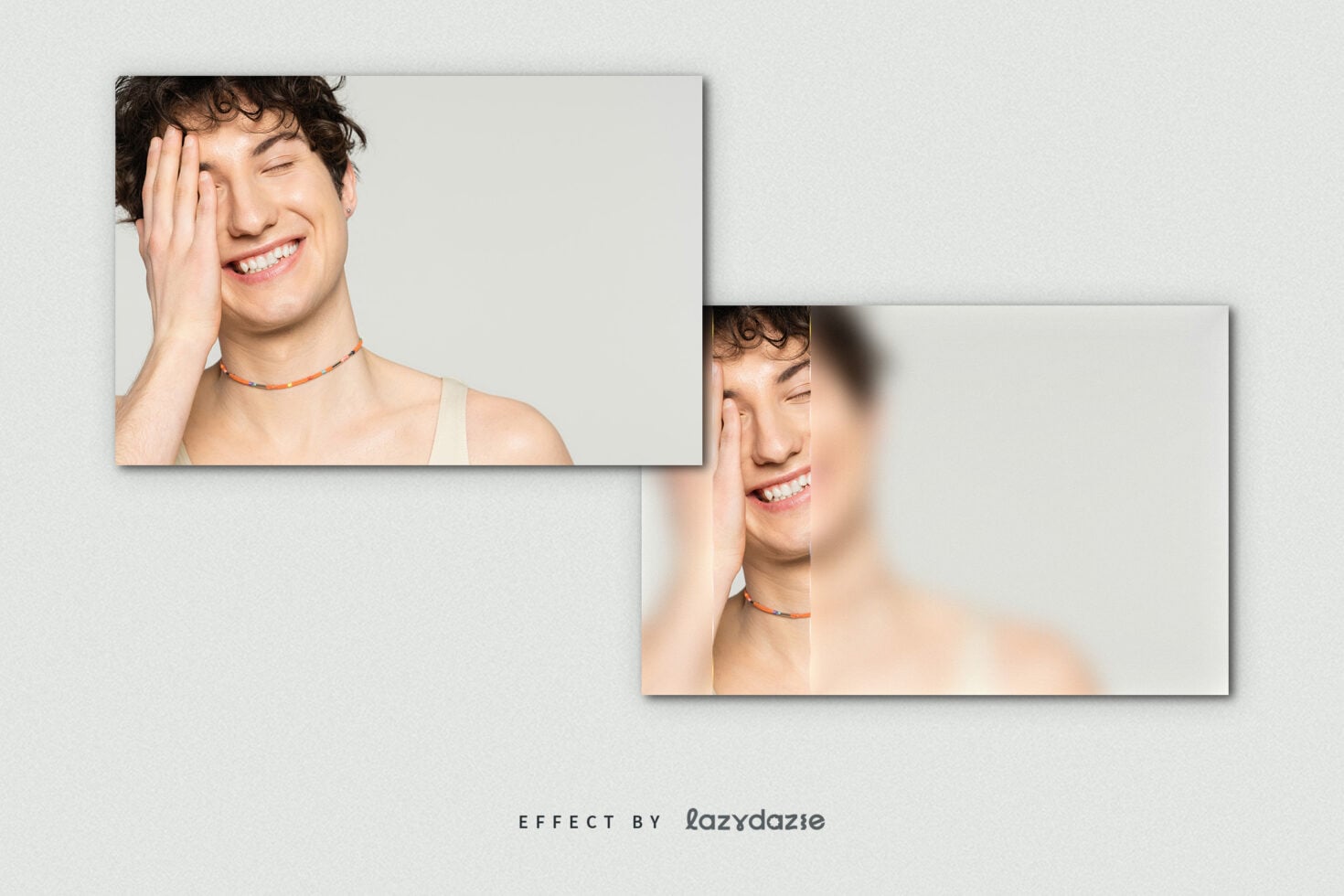 Two overlapping image mockups with blur motion effect applied