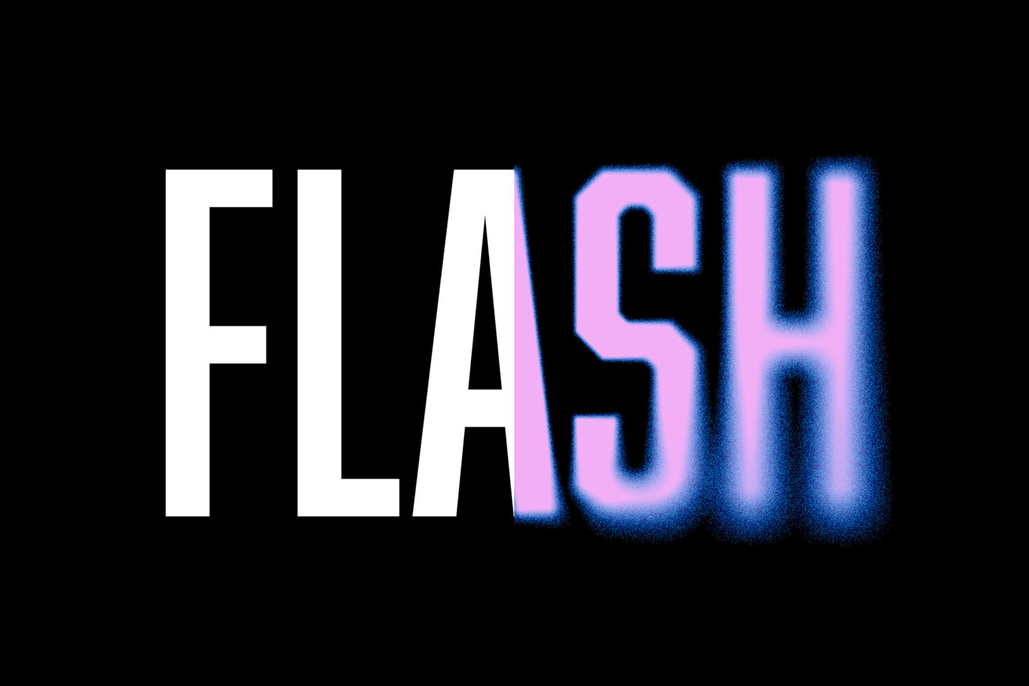 Bold typography reads FLASH with white and blue-purple glow effect on black background suitable for designers seeking modern graphic templates.